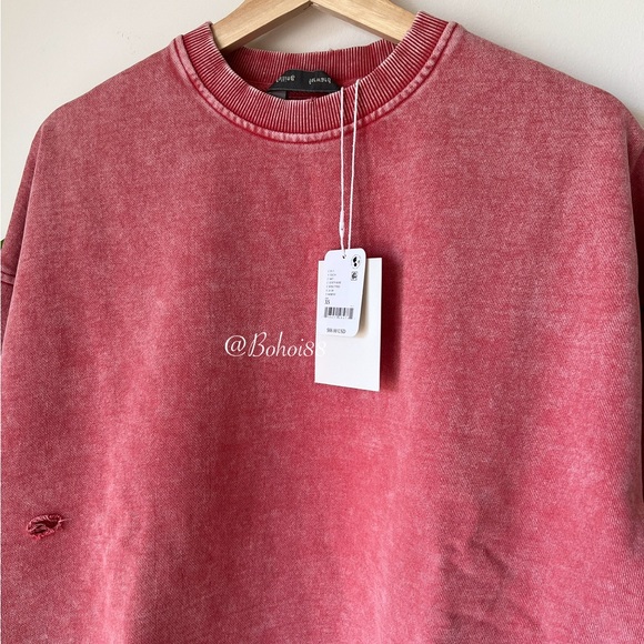 NEW Free People Falling Forward Snow Washed Destroyed Crew - Picture 9 of 12